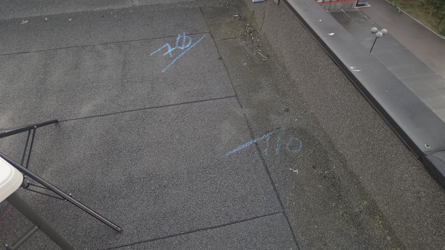Azimuth bearings drawn on the roof in chalk